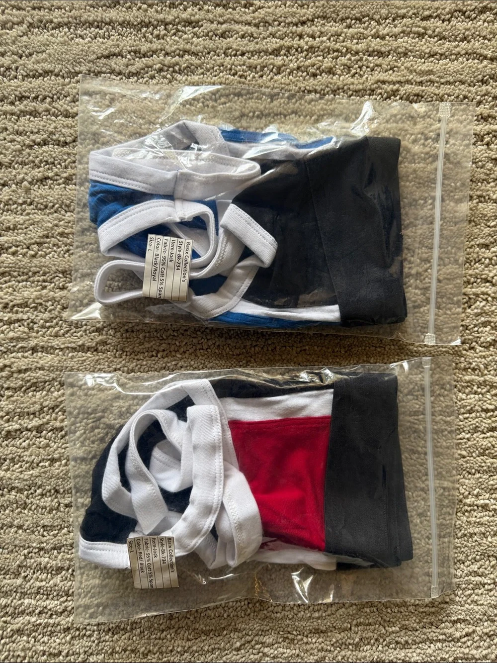 Men's Colorblock Athletic Jockstrap - Black & Red / Black & Blue